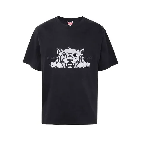 Kenzo Unisex Gots Kenzo Happy Tiger Embroidered Oversize Tshirt